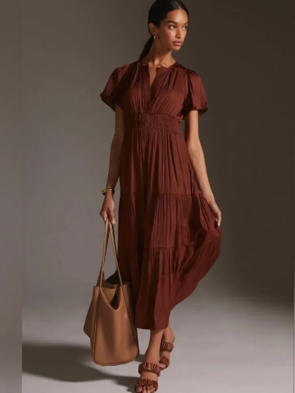 Anthropologie Somerset Maxi Dress – Rust Brown – Size Medium – NWT